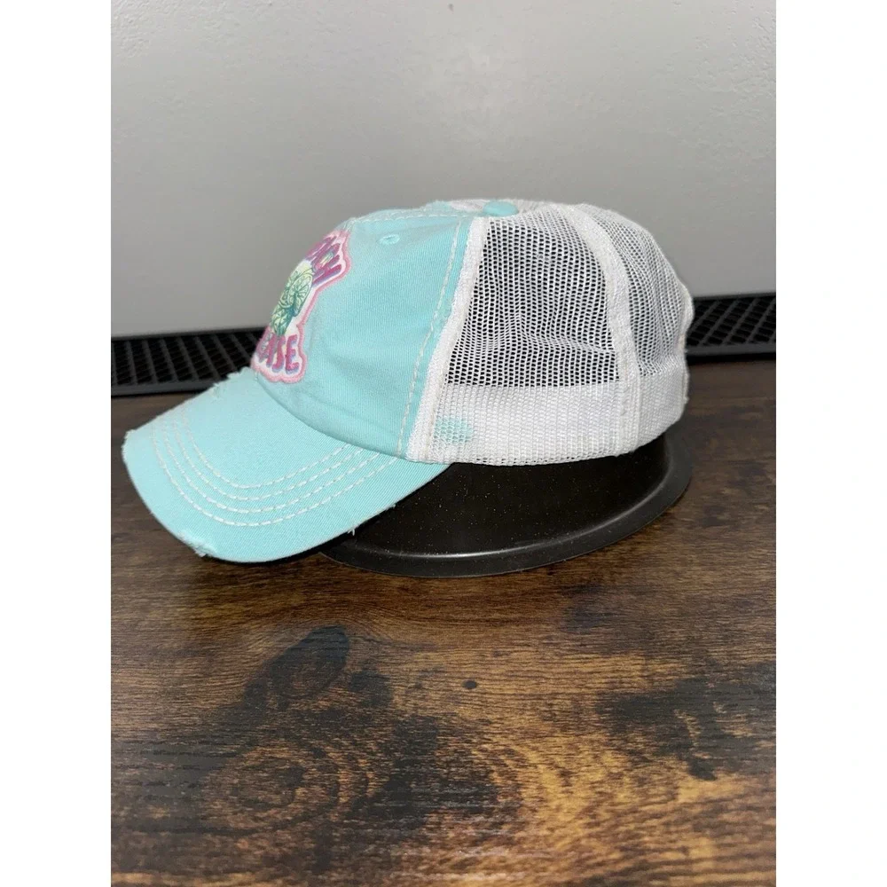 Beach Please‎ Trucker Hat KBETHOS Aqua Distressed Mesh Back Adjustable Cap